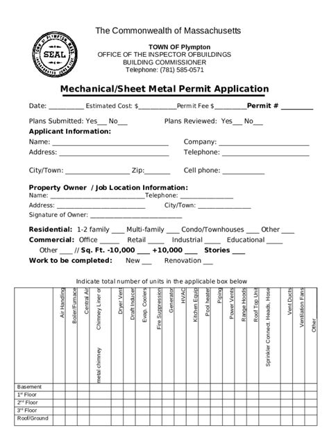 sheet metal permit application